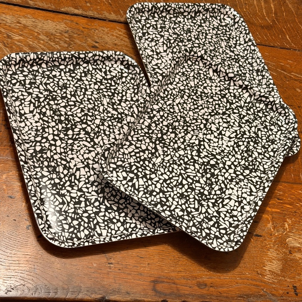 IKEA Black and White Terrazzo Trays Varkul NWT